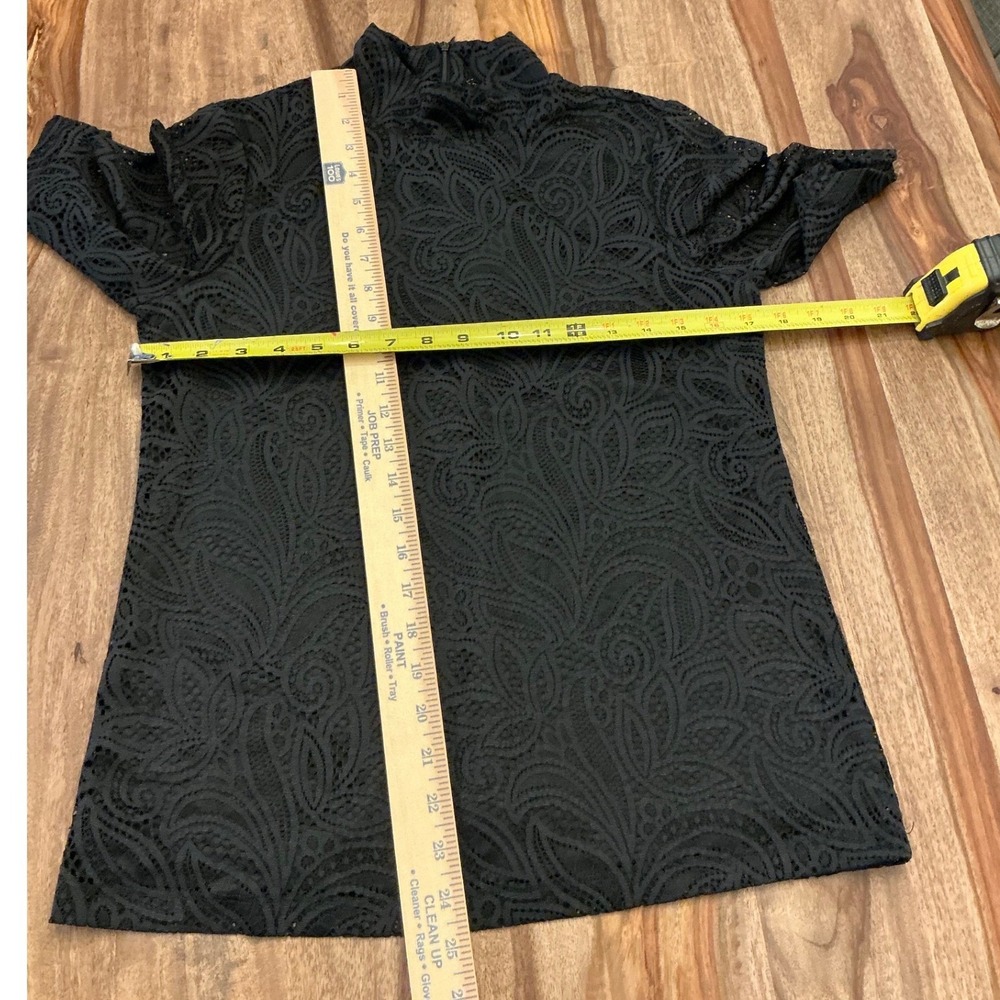 Chicos Black Lace‎ Mock Neck Elbow Sleeve Top Paisley Lined 570377818 NEW - Picture 6 of 10